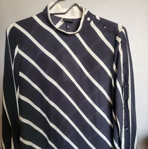 Womens Black/Tan Button Detail Blouse - Medium - NEW!